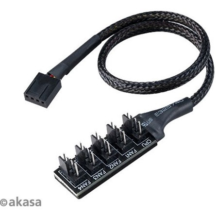 Akasa KAB Akasa - Flexa FP5H - 5x 4pin PWM ventilátor kábel - 30cm - AK-CBFA08-30BK