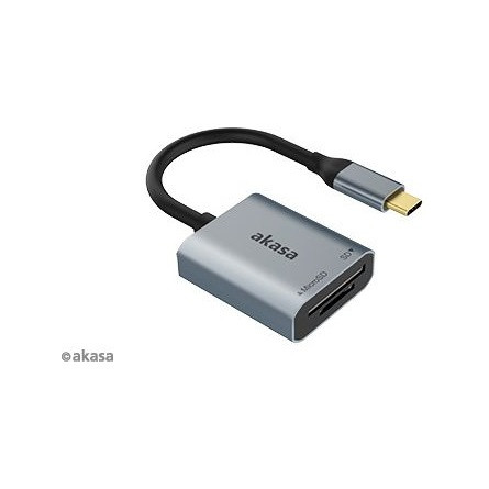 Akasa USB Akasa - USB 3.2 Type-C - 2 portos kártyaolvasó - AK-CR-10BK - Fekete