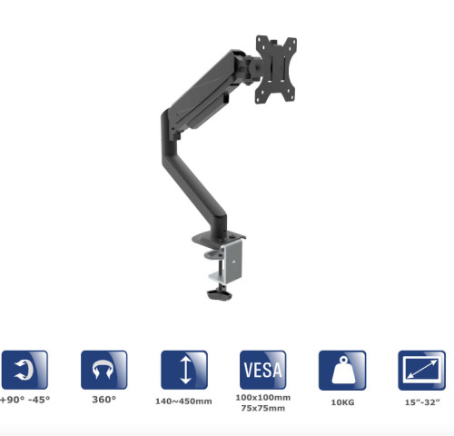 Akyga AK-MB-05 gázrugós monitor kar AK-MB-05 asztali tartó VESA 75x75mm / 100x10
