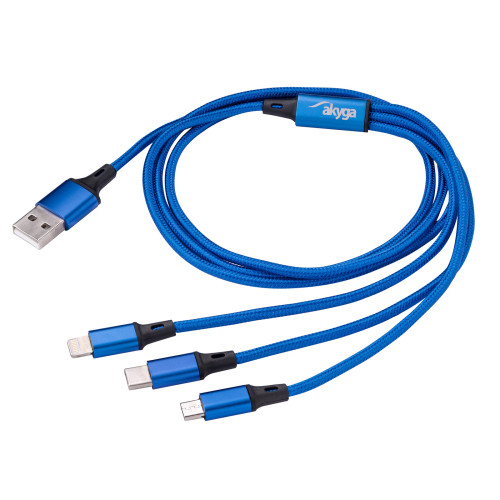 Akyga Kábel USB 3.0 A / USB Micro B / USB type C / Lightning 1.2m AK-USB-27