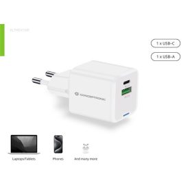   Conceptronic telefon töltő adapter - ALTHEA15W (USB-C+USB-A, 20W, fehér)