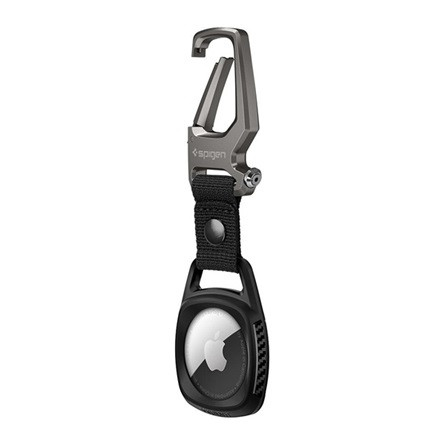 SPIGEN RUGGED ARMOR kulcstartó rozsdamentes acél karabíner Apple AirTag FEKETE