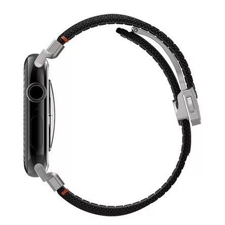 SPIGEN Apple Watch Series 5 44mm SPIGEN CLASSIC FIT pótszíj egyedi méret, pillangó csat, FEKETE