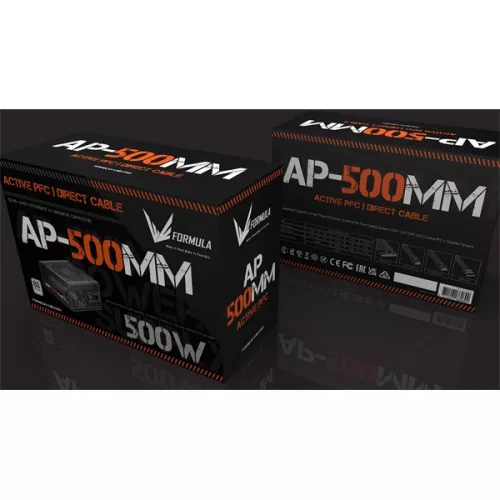 Formula Tápegység 500W - AP-500MM (80 Plus, Aktív PFC, 12cm)