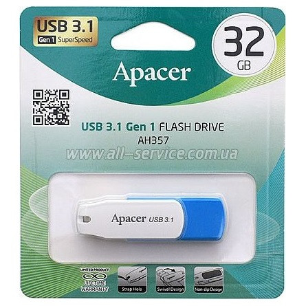 Apacer Pendrive - 32GB AH357 (USB3.2, Kék)