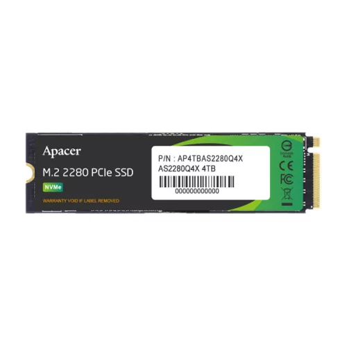 Apacer SSD 512GB - AS2280Q4X-1 Series (PCIe Gen4 x4, Olvasás: 4500 MB/s, Írás: 2500 MB/s)