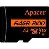 Apacer MicroSD kártya - 64GB microSDXC UHS-I U3 V30 A2 (R/W: 100/80 MB/s) + adapter