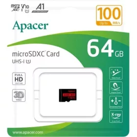   Apacer MicroSD kártya - 64GB microSDXC UHS-I Class10 V10 A1 (R/W: 100/10 MB/s) + adapter
