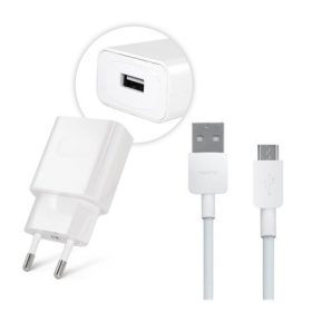   HUAWEI hálózati töltő USB aljzat (10W, gyorstöltő + PY0857 microUSB kábel) FEHÉR (Gigapack csomagolás)