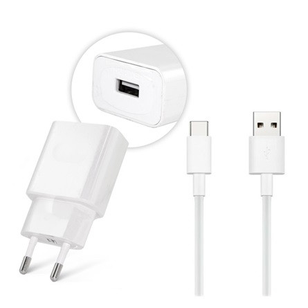 HUAWEI hálózati töltő USB aljzat 10W, gyorstöltő + LX1121 Type-C kábel, FEHÉR