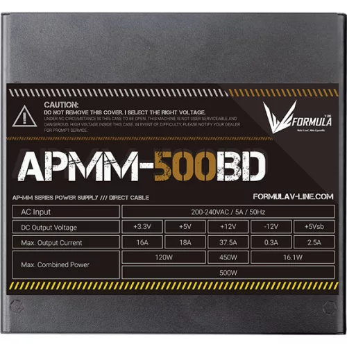 Formula Tápegység 500W - APMM-500BD (80 Plus Bronze, ATX3.1/PCIe 5.1, Aktív PFC, 12cm)