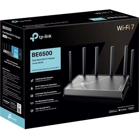 TP-LINK Archer BE400 BE6500 Dual-Band Wi-Fi 7 Router