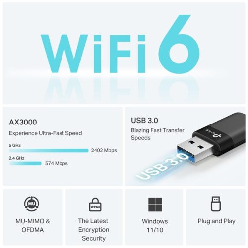 TP-LINK Wireless Adapter USB Dual Band AX3000, ARCHER TX50U