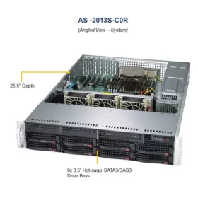  Supermicro Server AS-2013S-C0R, 2U, 8x hot-swap 3.5" SAS3/SATA3 Drive Bays