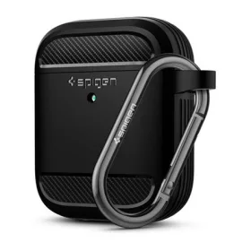   SPIGEN RUGGED ARMOR szilikon tok ütésállóság, karabíner, FEKETE Apple AirPods