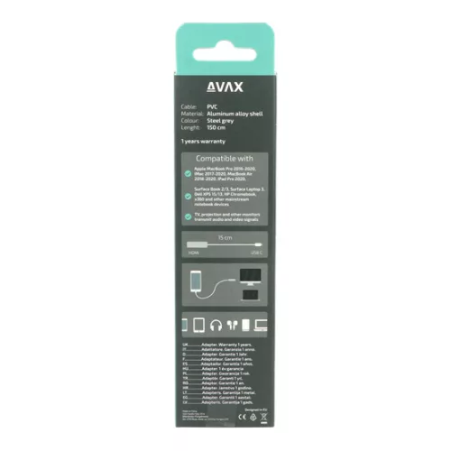 AVAX ADA AVAX AD603 CONNECT+ Type C - HDMI 4K/60Hz adapter, alumínium
