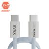 AVAX KAB AVAX CB610LB MAGNETY 100W USB C mágneses gyorstöltő kábel, fonott, világoskék - 1m