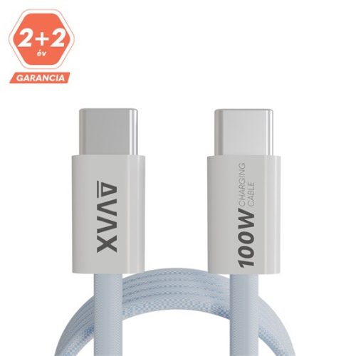 AVAX KAB AVAX CB610LB MAGNETY 100W USB C mágneses gyorstöltő kábel, fonott, világoskék - 1m