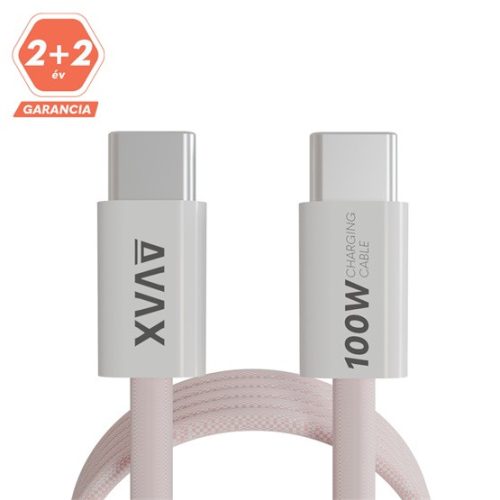 AVAX KAB AVAX CB610P MAGNETY 100W USB C mágneses gyorstöltő kábel, fonott, rózsaszín - 1m