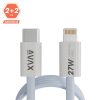 AVAX KAB AVAX CB611LB MAGNETY 27W USB-C - LIGHTNING mágneses gyorstöltő kábel, fonott, világoskék - 1m