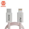 AVAX KAB AVAX CB611P MAGNETY 27W USB-C - LIGHTNING mágneses gyorstöltő kábel, fonott, rózsaszín - 1m