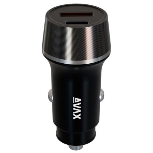 AVAX CHG AVAX CC304B CARLY USB-C (PD3.0)+USB-A (QC) 38W autós töltő, fekete