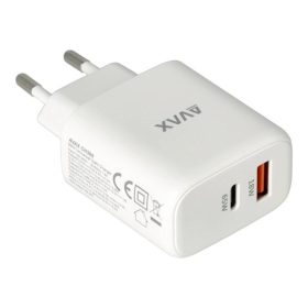   AVAX CHG AVAX CH360 SPEEDY 65W GaN hálózati töltő USB A (QC)+Type C (PD3.0), fehér