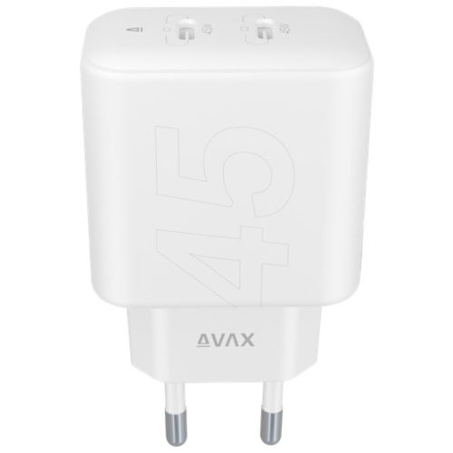 AVAX CHG AVAX CH602W SPEEDY+ 2x Type C  (PD) 45W gyors hálózati töltő, fehér