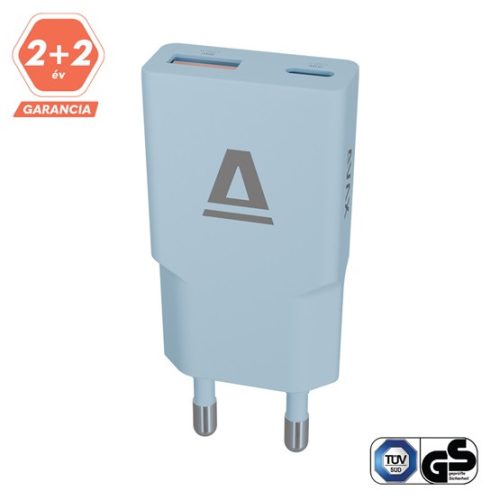 AVAX CHG AVAX CH641LB NANO SLIM 30W töltő adapter USB-C (PD3.0)+USB-A (QC3.0), világoskék