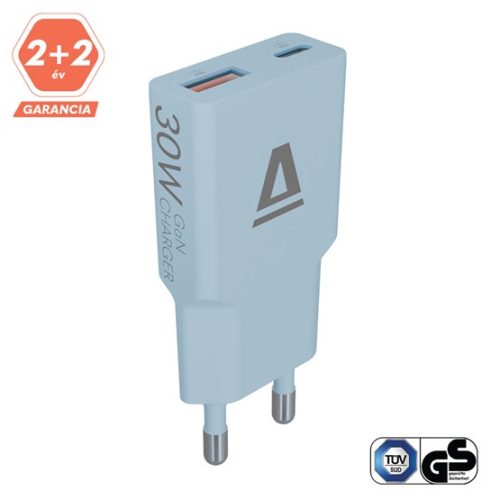 AVAX CHG AVAX CH641LB NANO SLIM 30W töltő adapter USB-C (PD3.0)+USB-A (QC3.0), világoskék