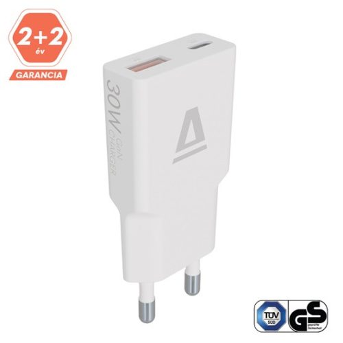 AVAX CHG AVAX CH641W NANO SLIM 30W töltő adapter USB-C (PD3.0)+USB-A (QC3.0), fehér