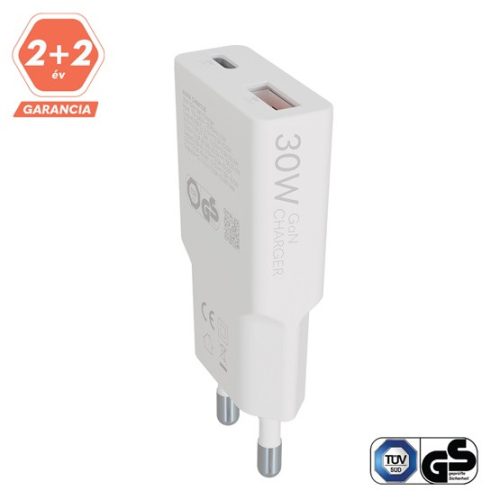 AVAX CHG AVAX CH641W NANO SLIM 30W töltő adapter USB-C (PD3.0)+USB-A (QC3.0), fehér
