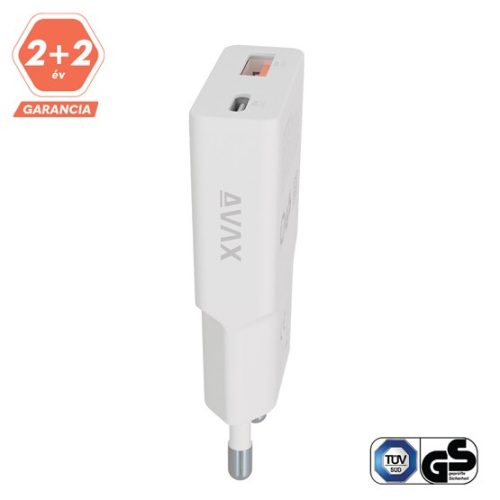 AVAX CHG AVAX CH641W NANO SLIM 30W töltő adapter USB-C (PD3.0)+USB-A (QC3.0), fehér