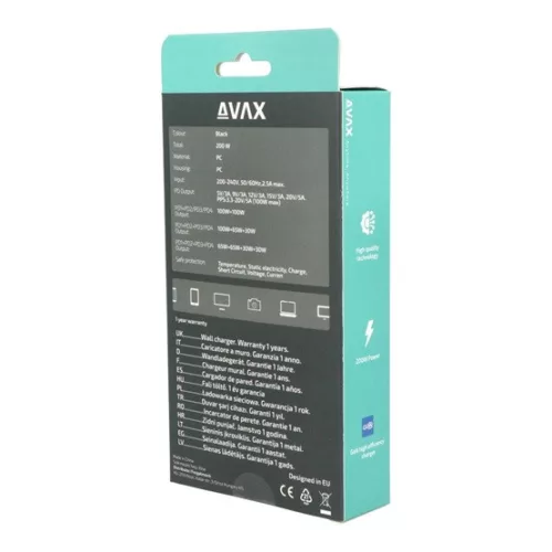 AVAX Hálózati töltő 4xUSB-C 200W Gyorstöltő fekete