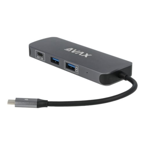 AVAX USB HUB USB-C 8in1 2xUSB3.0, USB-C, HDMI, RJ45, TF/SD, 100W