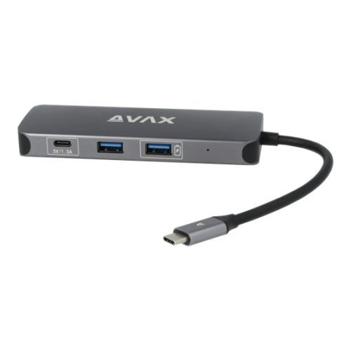 AVAX USB HUB USB-C 8in1 2xUSB3.0, USB-C, HDMI, RJ45, TF/SD, 100W