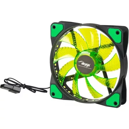 Akyga 12cm (120mm) MOLEX 33 LED ventilátor, zöld - AW-12E-BG