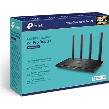 TP-LINK Wireless Router Dual Band AX1500 1xWAN(1000Mbps) + 3xLAN(1000Mbps), Archer AX12