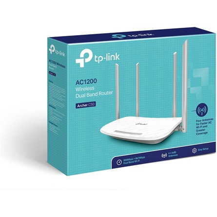 TP-LINK Wireless Router Dual Band AC1200 1xWAN(100Mbps) + 4xLAN(100Mbps), Archer C50