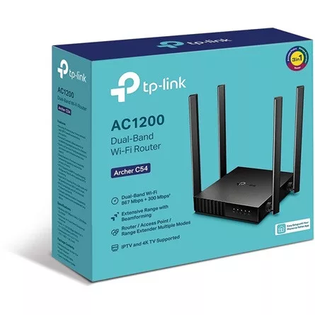 TP-LINK Wireless Router Dual Band AC1200 1xWAN(100Mbps) + 4xLAN(100Mbps), Archer C54
