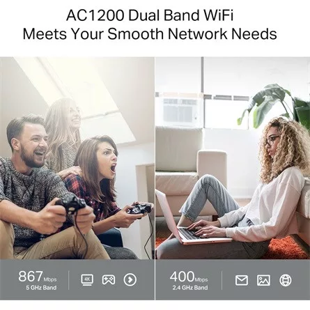 TP-LINK Wireless Router Dual Band AC1200 1xWAN(1000Mbps) + 4xLAN(1000Mbps), Archer C64