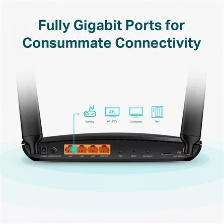 TP-LINK 3G/4G Modem + Wireless Router Dual Band AC1200 1xWAN/LAN(1000Mbps) + 3xLAN(1000Mbps), Archer MR600