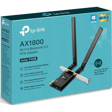 TP-LINK Wireless és Bluetooth 5.2 Adapter PCI-Express Dual Band AX1800, Archer TX20E