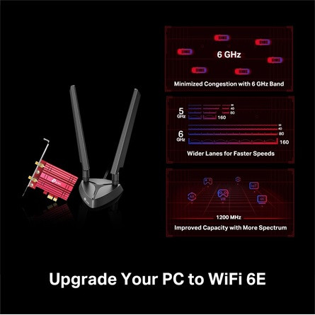 TP-LINK Wireless és Bluetooth Adapter PCI-Express Dual Band AXE5400, Archer TXE75E