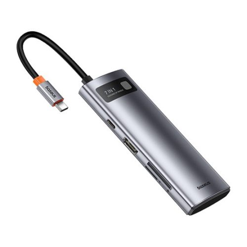 Baseus Metal Gleam 7-Port HUB dokkoló állomás, szürke