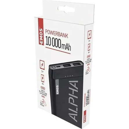 Emos B0526B ALPHA 10S, 10000 mAh, 10 W, fekete power bank