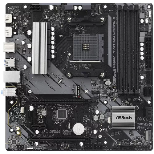 ASROCK Main Board Desktop B550M PHANTOM GAMING 4 (AM4, B550, 4xDDR4, 1xPCIe 4.0 x16, 1xPCI 3.0x16, 1xPCIe 3.0x1, 4xSATA, 1xM.2 PCIe Gen4x4, 1xM.2, 8xUSB3.2 Gen1, 6xUSB2.0, HDMI, DP, GLAN, mATX...