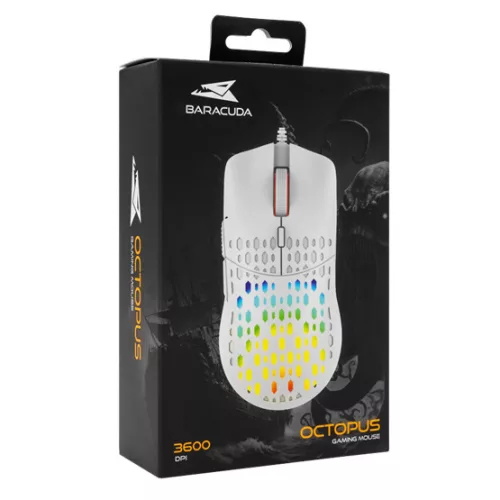 BARACUDA W029906 OCTOPUS-W, BGM-022W gamer egér,7D, fehér, 3200 dpi