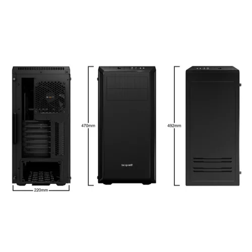 Be Quiet! Számítógépház - Pure Base 600 Window Black (ATX, edzett üveg oldallap, fekete)