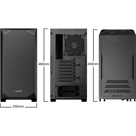 BE QUIET! Ház Midi ATX Pure Base 500 Tápegység nélkül, Fekete Üvegfalú